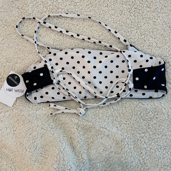 Hot Water Swimwear Swim Bandeau Top black/white dots Small Juniors - Picture 3 of 6